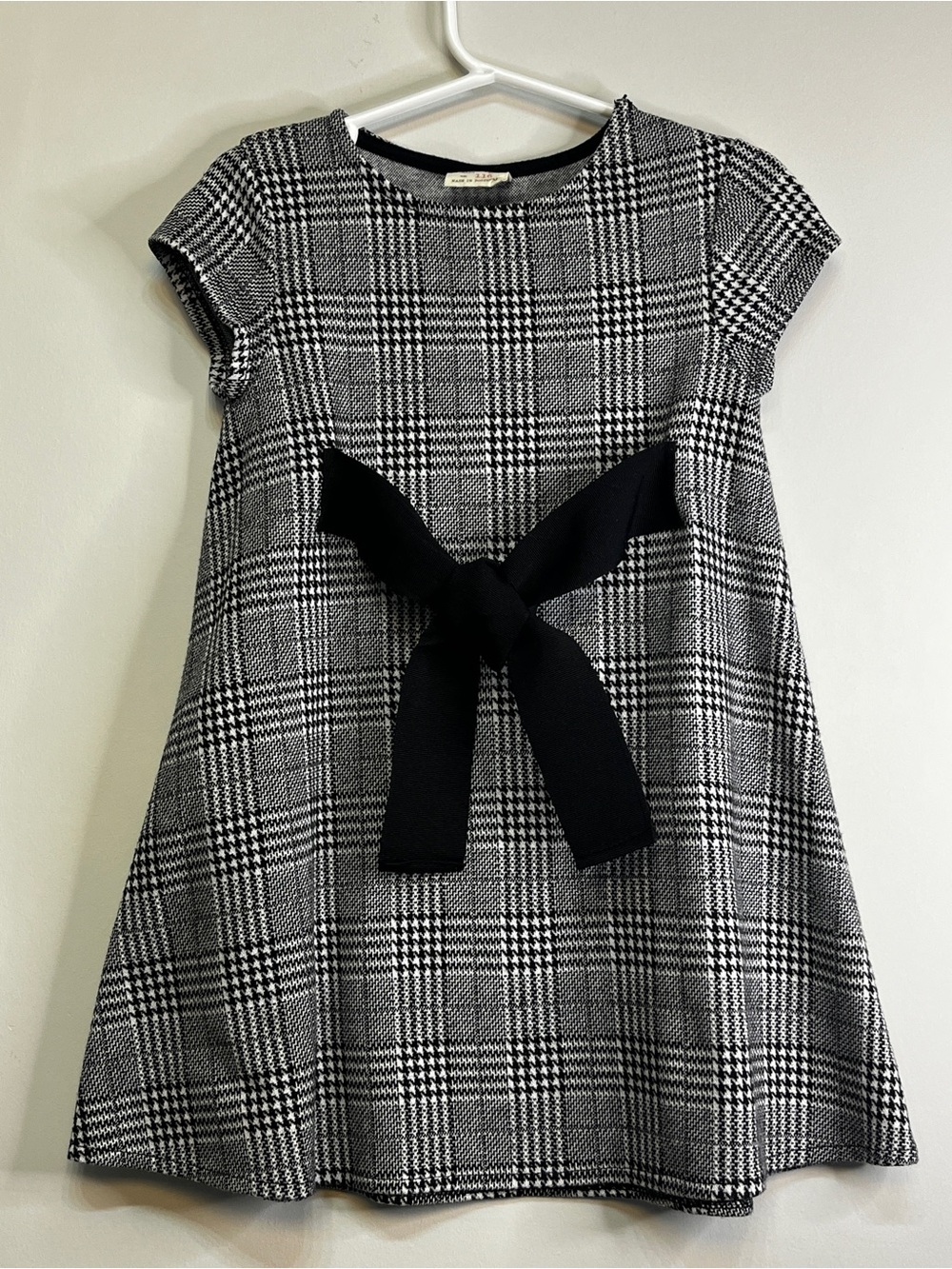 🍒3/$18🍒 Zara Black & White Plaid Dress with Bow - Girl Size 6